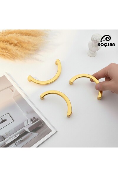KOÇSAN مقبض Moon C ذهبي 96 مم، مقبض درج لخزانة أثاث المطبخ الريفي الفاخر