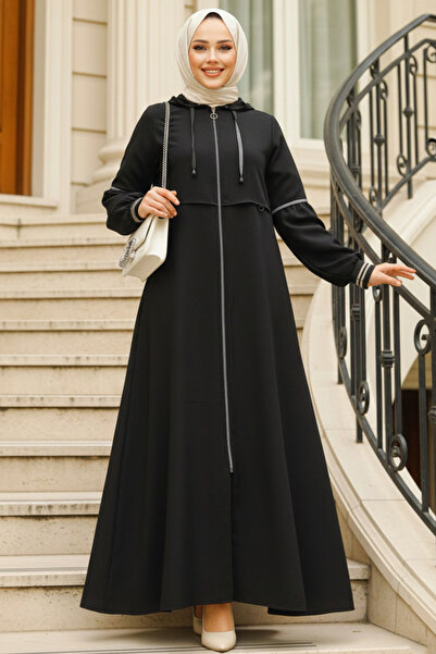 Neva Style حجاب أسود بغطاء للرأس Ferace 62602S