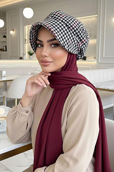 Aişe tesettür Kazayağı Kaşe Şapkalı Bone