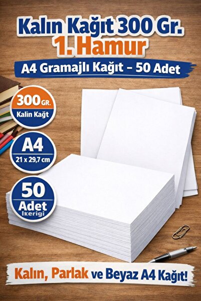 orbak Kalın Kağıt 300 Gr. 1. Hamur A4 Gramajlı Kağıt - 50 Adet (0,93kg)