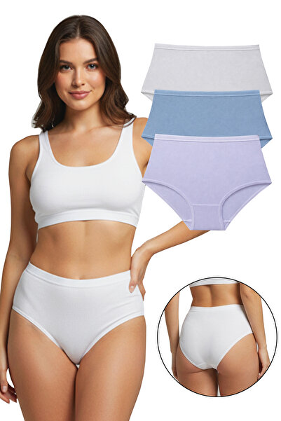 Sensu Set de chiloți pentru femei material reiat talie înaltă din 3 piese - K...