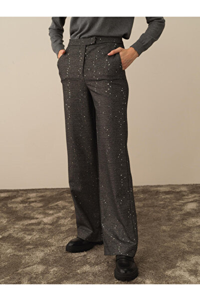 Xint Kadın Siyah Regular Fit Pullu Pantolon