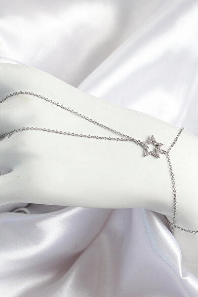 shopwave Brass Zircon Stone Star Model Silver Color Women's Shahmeran