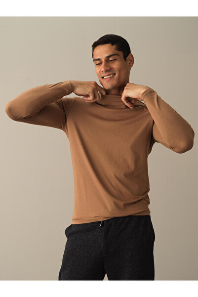 Xint Erkek Camel Modal Dokulu Slim Fit Tişört