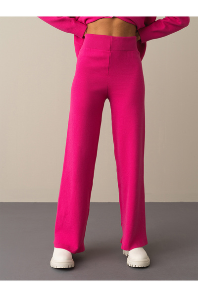 Xint Kadın Fuşya Esnek Dokulu Regular Fit Triko Pantolon