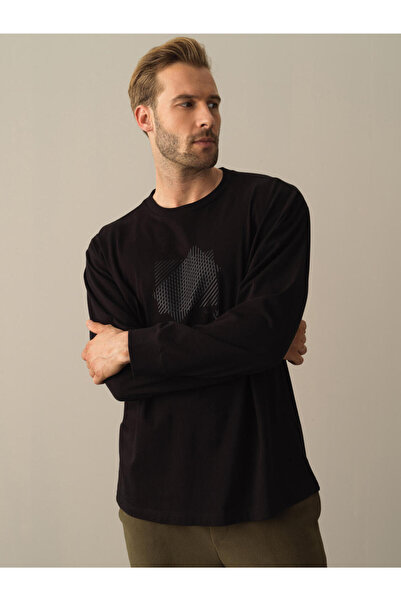 Xint Erkek Siyah Regular Fit Baskılı Tişört