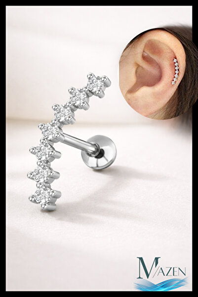 MAZEN Helix Küpe Cerrahi Çelik 316l Gümüş Tragus Küpe 1 Adet