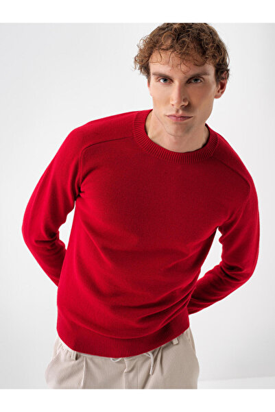 Xint Male Kırmızı Yünlü Basic Kazak