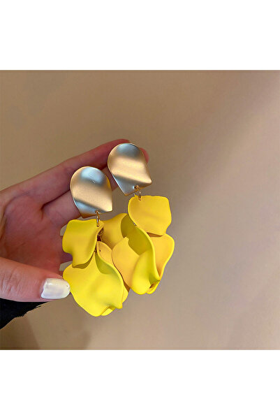 Choice أقراط أنيقة متعددة الألوان على شكل زهرة صفراء للنساء، أقراط مرصعة بشرا...