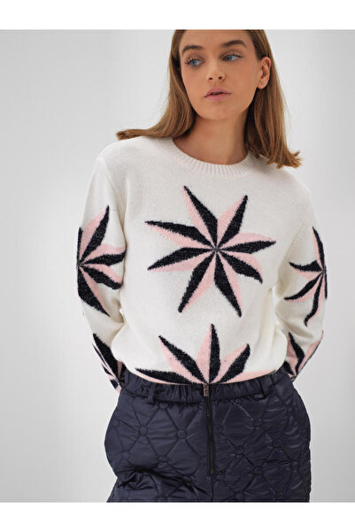 Xint Kadın Ekru Desenli Mohair Kazak