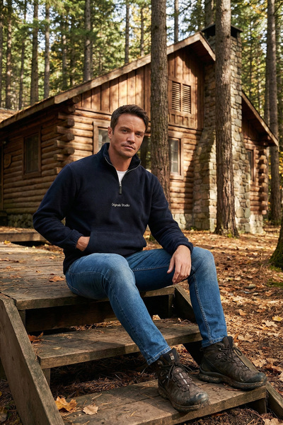 Buratti Regular Fit Half Zippered Mock Neck Soft Textured Sweat Men's Sweat 5...