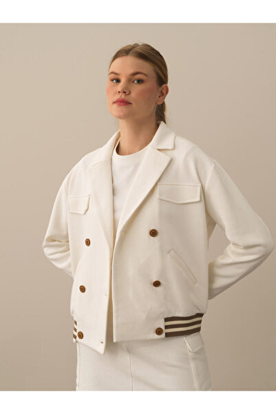 Xint Kadın Ekru Pamuklu Regular Fit Ceket
