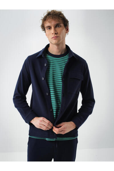 Xint Erkek Lacivert Pamuklu Gömlek Ceket
