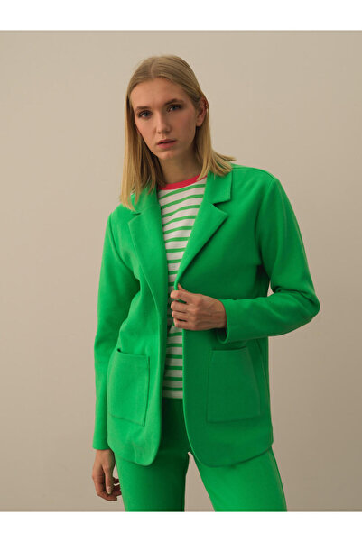 Xint Kadın Yeşil Pamuk Dokulu Regular Fit Ceket