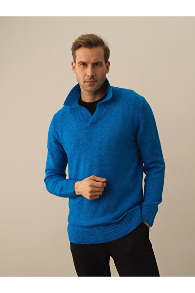 Xint Erkek Mavi Polo Yaka Regular Fit Kazak