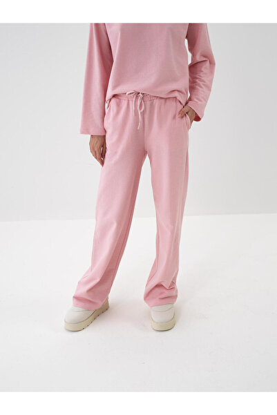 Xint Kadın Pembe Pamuk Dokulu Oversize Sweat Pantolon