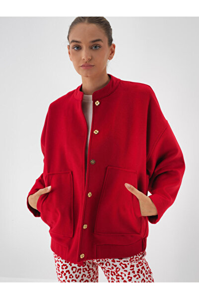 Xint Kadın Kırmızı Kaşe Düz Ceket