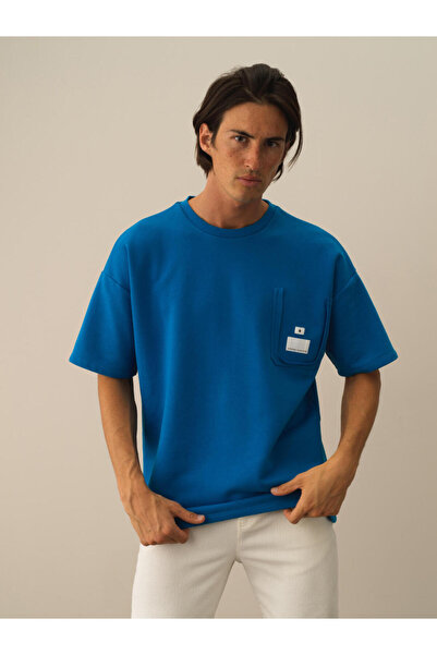 Xint Erkek Mavi Pamuklu Oversize Tişört