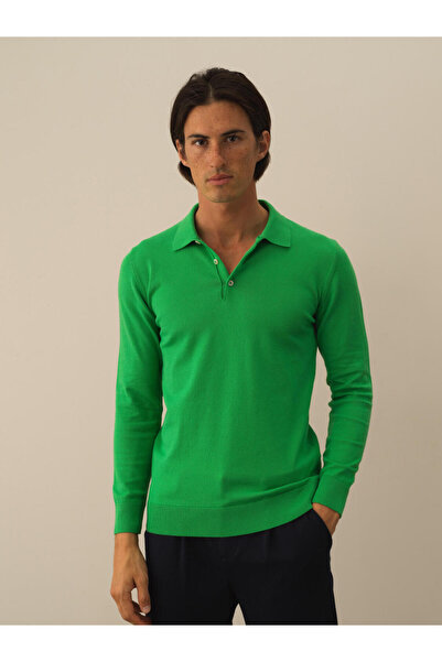 Xint Erkek Yeşil Polo Yaka Regular Fit Basic Kazak