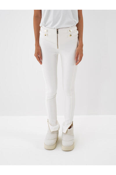 Xint Kadın Ekru Pamuk Dokulu Slim Fit Tayt