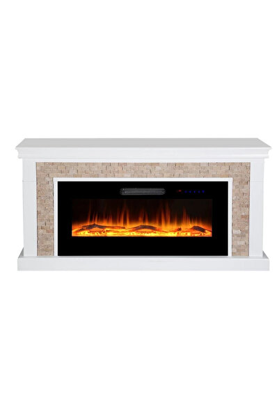Decorative Stone Case, 150 Cm 8 Color Electric Fireplace Heater Bluetooth, Flame Sound, Wifi