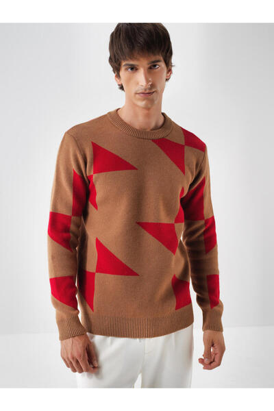 Xint Male Camel Yünlü Desenli Kazak