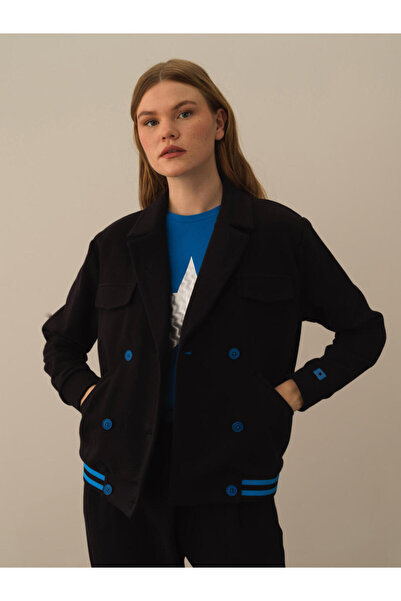 Xint Kadın Siyah Pamuk Dokulu Regular Fit Ceket