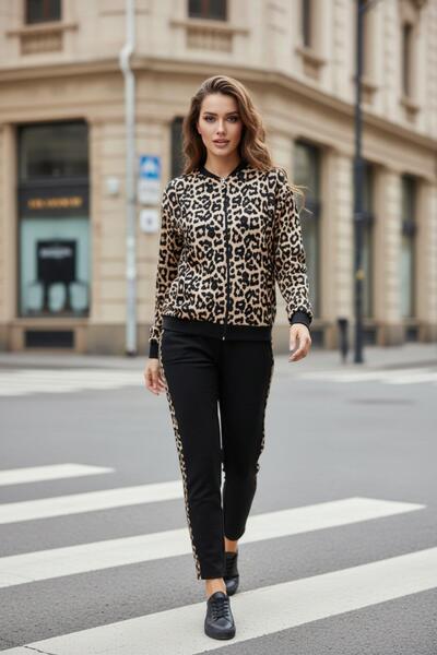 Mossta Leopard Patterned Double Set - Leopard