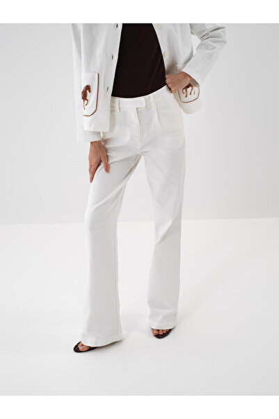 Xint Kadın Ekru Pamuklu Oversize Pantolon