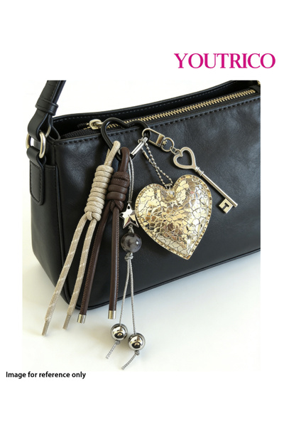 Youtrico حقيبة يد مصنوعة يدويًا على شكل قلب من الجلد بلون الدوبامين، سلسلة مف...