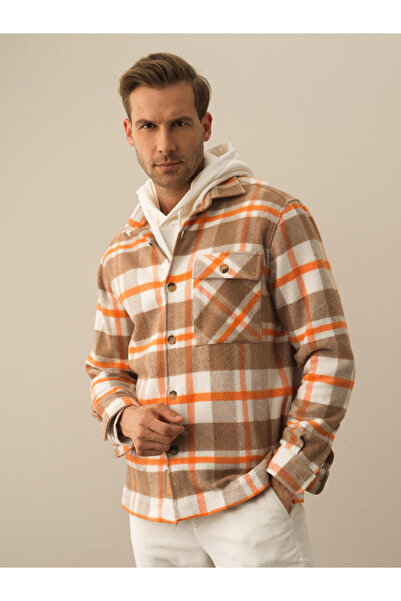 Xint Erkek Turuncu Regular Fit Ekose Gömlek