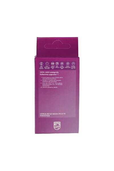 Philips LED Ampul 8-60W 6500K Beyaz Işık 720 Lümen Tasarruflu Uzun Ömürlü ve Göz Yormayan Aydınlatma