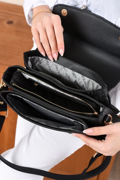 Just Polo Multi-Compartment Women's Hand and Shoulder Bag with Functional Com...