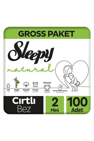Sleepy Natural Gross Paket Bebek Bezi 2 Numara Mini 100 Adet