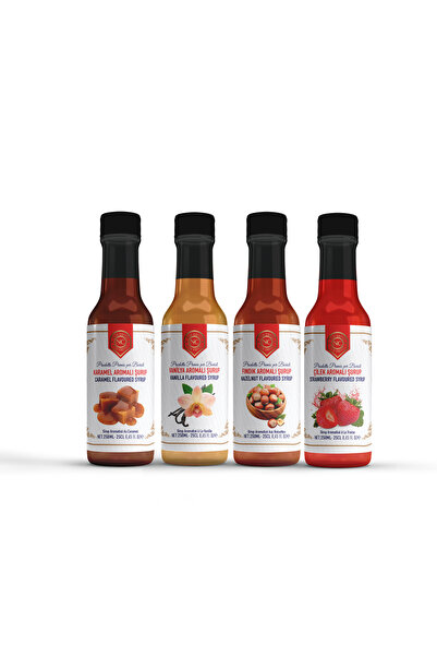 Nish Coffee Nish Karamel, Vanilya, Fındık, Çilek Aromalı Şurup 4'lü Set (4x25...