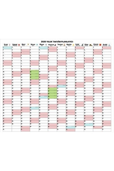 2026 Yıllık Takvim Manyetik Planlayıcı Akıllı Kağıt Tahta