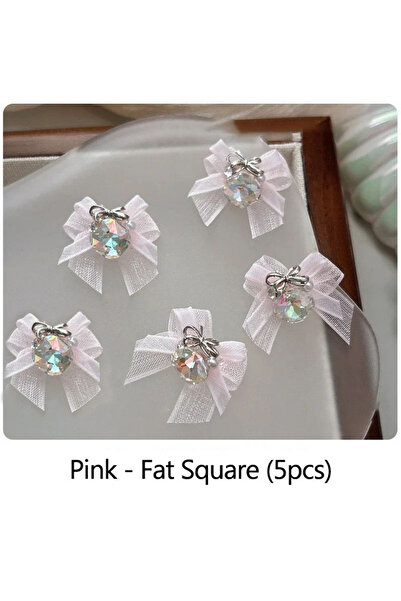 Choice 5 قطع مربعة وردية سميكة من الأورجانزا ثلاثية الأبعاد لتزيين الأظافر بأ...