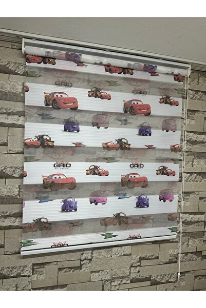 PERDECİNİZ ERKEK COCUK ARABA DESENLİ DİJİTAL BASKILI ZEBRA PERDE (Etek Kımsı ...