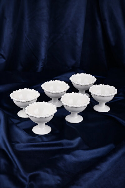 YzHome وعاء تقديم من البورسلين الأبيض المطرز مكون من 6 قطع ووعاء صلصة ووعاء مربى