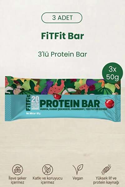 FitFit Protein Bar | Hurma & Kabak Çekirdekli Bitkisel Protein, İlave Şekersi...