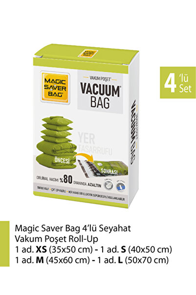 Magic Saver Bag Vakumlu Seyahat Poşeti Seti 4’lü