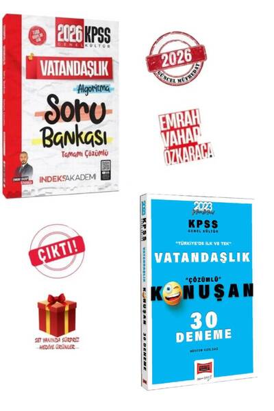 İndeks Akademi 2026 KPSS Emrah Vahap Özkaraca Vatandaşlık Soru Bankası+ Vatan...