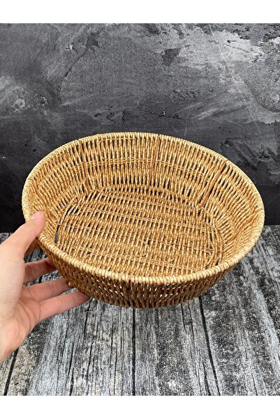 YzHome 1 Adet Sadece Orta Boy Yuvarlak Hasır Servis Sunumluk Sepet Organizer Düzenleyici Ekmeklik 26cm