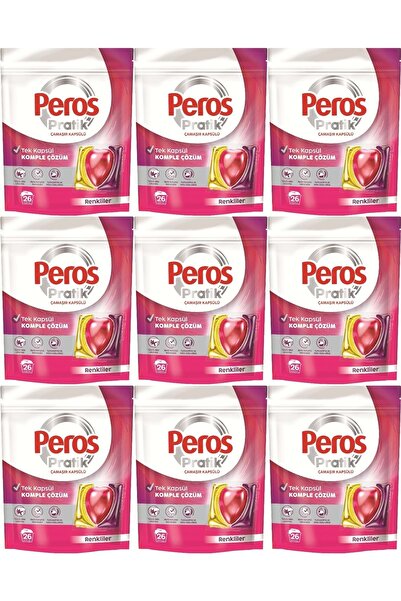 Peros Pratik Matik Çamaşır Deterjanı Kapsülü - Tableti 234 Adet Renkliler (9P...