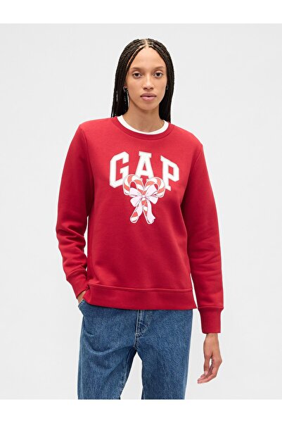 GAP Kadın Kırmızı Relaxed Logo Sweatshirt