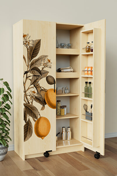 Hediyeler Kapında "Zelvin" Lemona 2 Kapaklı Raflı Kiler Dolabı Banyo Dolabı M...