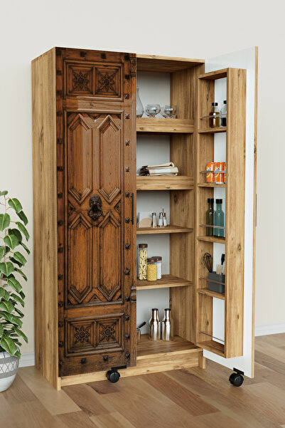 Hediyeler Kapında "Zelvin" Vintage Minor 2 Kapakli Raflı Kiler Dolabı Banyo D...