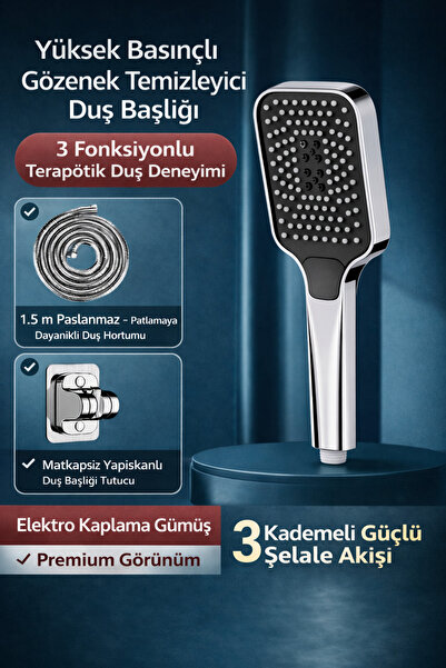 SUVİA Duş Başlığı Yüksek Basınçlı 3 Fonksiyonlu | Gözenek Temizleyici | Pasla...
