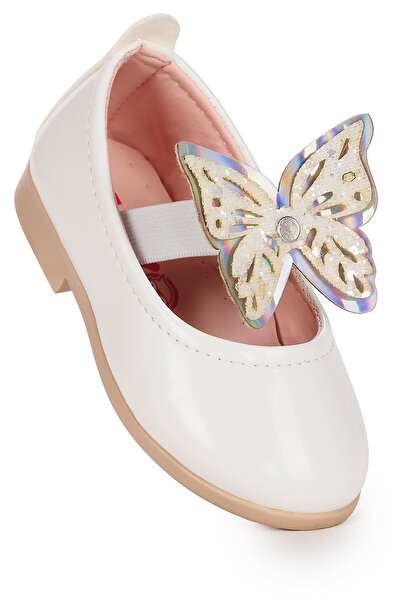 Kiko Kids حذاء راقصة الباليه للفتيات الصغيرات من الجلد اللامع على شكل فراشة م...