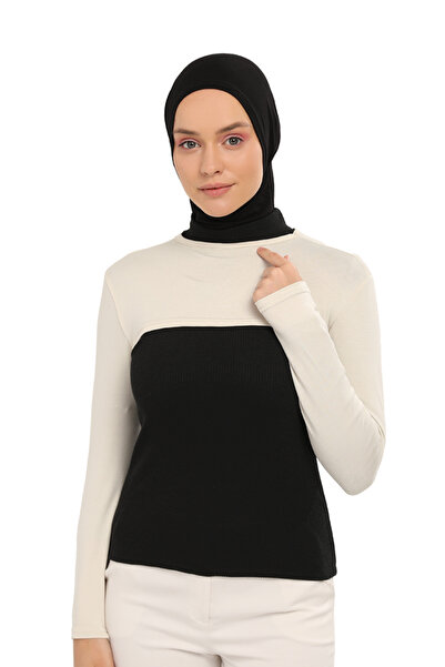 Altobeh Zero Collar Neck Collar Sleeve Cream